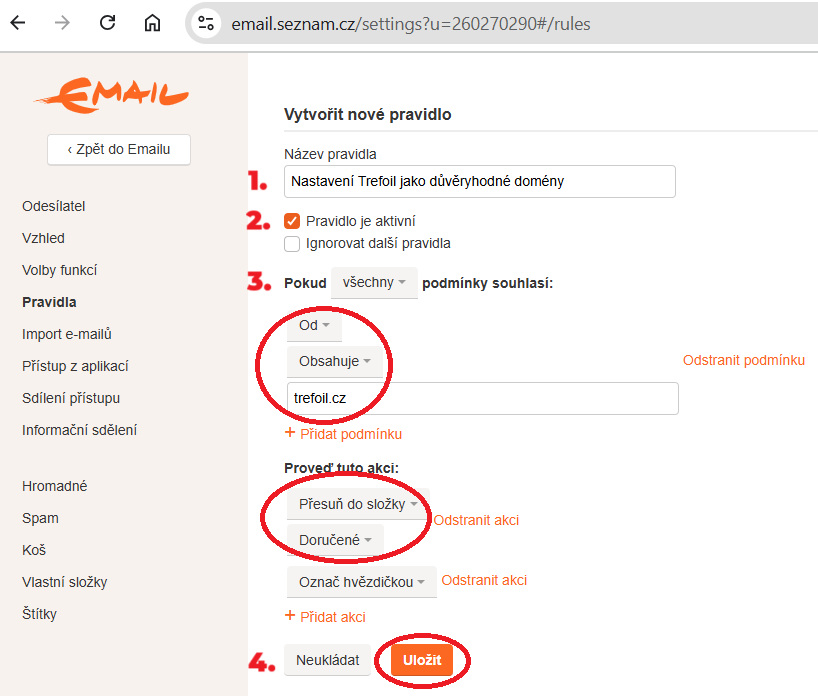 obr. 3 - Nastavení podmínek Pravidla